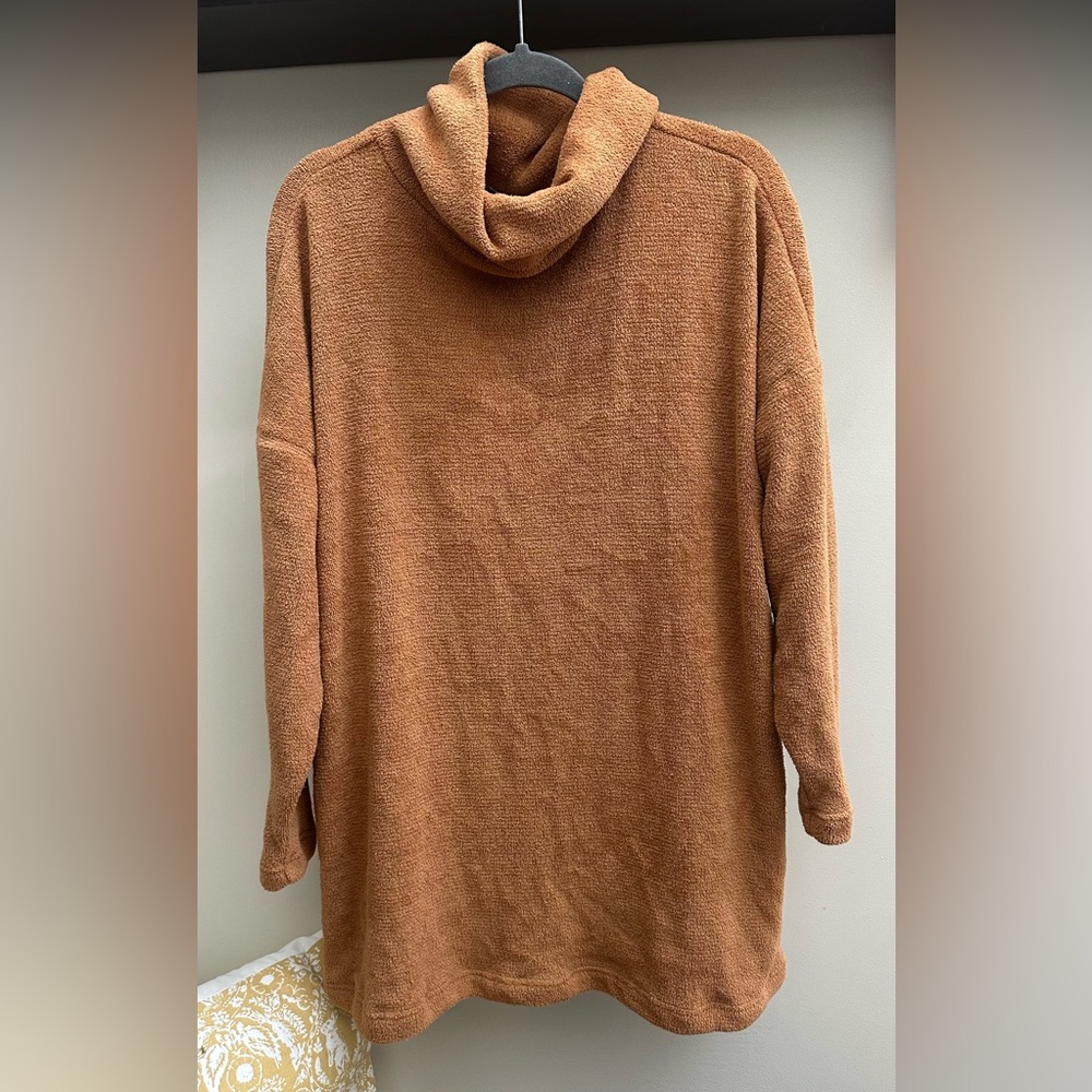 NWT Free People Beach Terry Fleece Cowl Neck LS Mini Tunic Dress Sz M $78